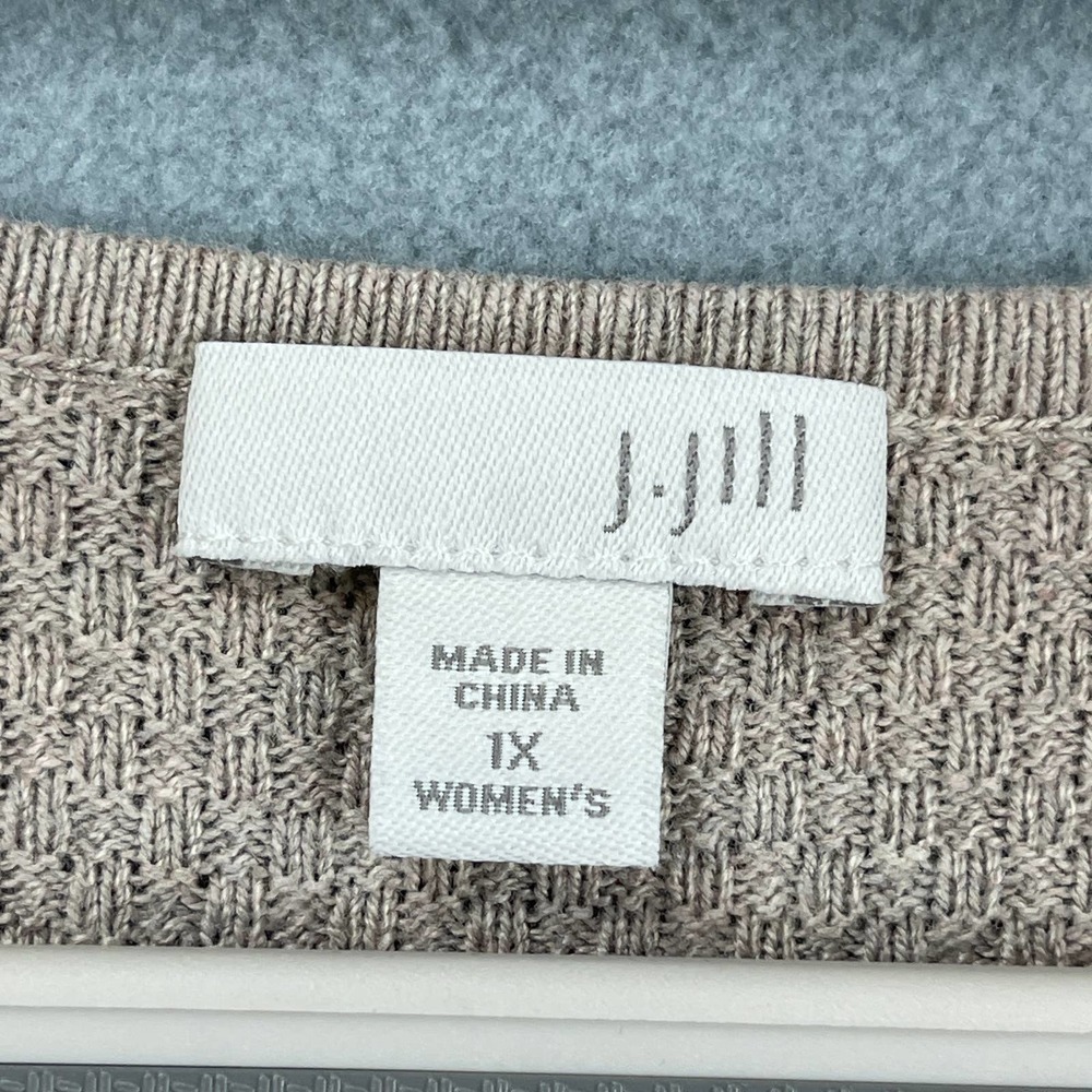 J Jill Sweater Womens 1X Oatmeal Beige Thermal Knit Tunic Length Cozy Fall Basic - Picture 7 of 10